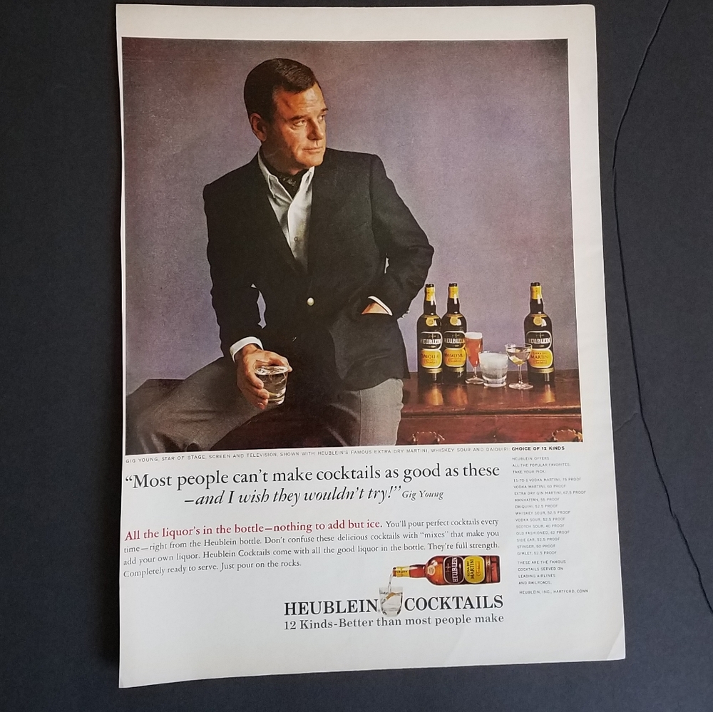 Vintage 1960s Heublein Cocktails ad